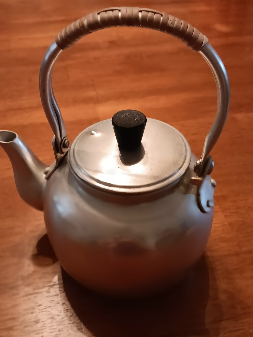 Vintage Japan Tea Kettle w/Lid and Bamboo Wrapped Handle
